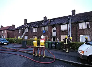 Farmstead: Firefighers at the scene of a house fire, SE London