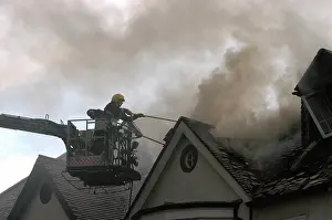 Golders: Firefighter working from hydraulic platform