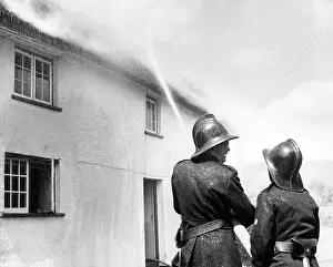Exminster: Firefighters in action, Exminster, Devon