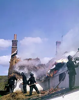 Exminster: Firefighters in action, Exminster, Devon