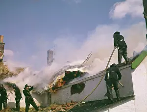 Exminster: Firefighters in action, Exminster, Devon