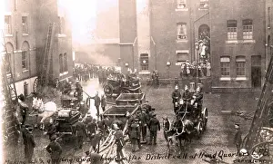 Firefighters and appliances at headquarters