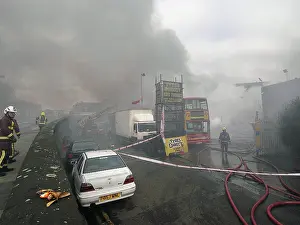 Garages: Firefighters attend fire at bus garage