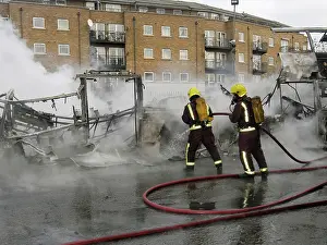 Reflective: Firefighters attend fire at bus garage