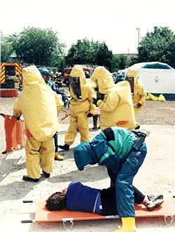 Egerton: Firefighters during a chemical incident exercise