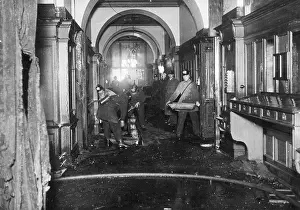 Efforts: Firefighters during cleanup efforts in the Reichstag in Berl
