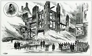 Fore: Firefighters at a fire in Fore Street, Birmingham