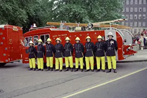 Firefighters on parade in front of their appliance