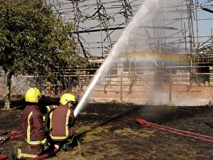 Heton: Firefighters putting out a fire at 1 Heton Gardens