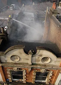 Hosing: Firefighters at scene of fire in Ealing