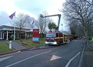 Firefighters at scene of fire at Riverside Drive, Chiswick