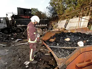 Skip: Firefighters at the scene of an industrial fire