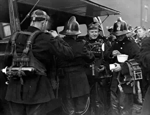 Firefighters taking a break, Victory Place, SE17