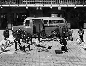Resuscitation: Firefighters in training with various equipment