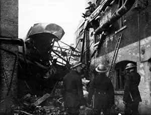 Clearup: Firefighters at work in Bermondsey, WW2