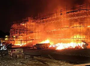 Calypso: Firefighters working at fire on building site