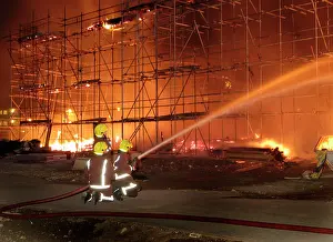 Calypso: Firefighters working at fire on building site