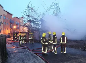 Calypso: Firefighters working at fire on building site