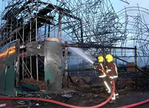 Calypso: Firefighters working at fire on building site