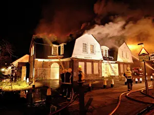 Eltham: Firefighters working at scene of pub fire, SE London