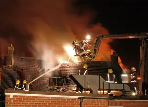 Fiefighters: Firefighters working at scene of restaurant fire