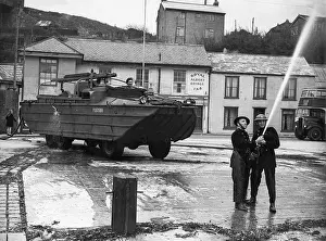Saltash: Firefighting duck vehicle on manoeuvres