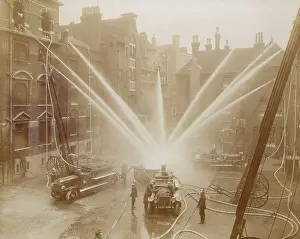 London Fire Brigade: Firefighting training display at Southwark Headquarters