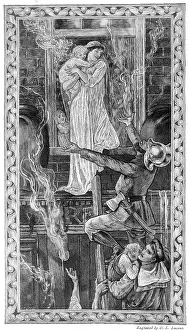 Rescues: Fireman climbing a ladder at a fire