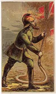 Hosepipe: Fireman with hosepipe