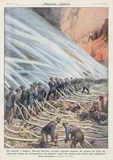 Massed: FIREMEN IN LONDON BLITZ
