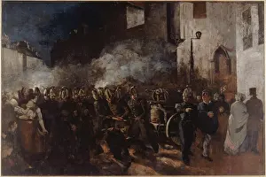 Courbet: Firemen running to a fire