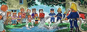 Heatwave: Firemen spraying ducks