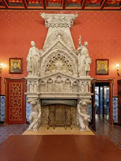 Museums: Fireplace, Golden Hall, Maricel Museum, Sitges, Catalonia