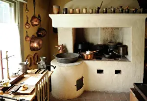 Pharmacy: Detail of a fireplace, used for the preparation of the pharm