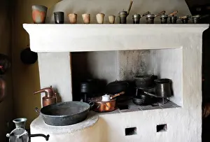 Pharmacy: Detail of a fireplace, used for the preparation of the pharm