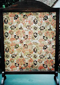 Firescreen: Firescreen - fabric shows tanks, planes, ships, armoured car