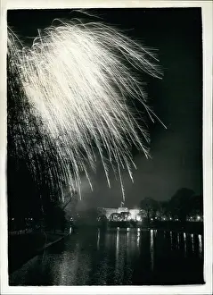 Floodlit: Firework display for President de Gaulle in London