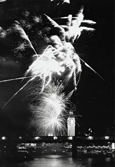 Parliaments: Fireworks over the Thames at the Parliament building on