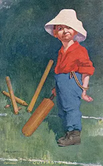 Bemused: Out First Ball - Young lad has his stumps re-arranged