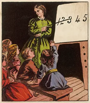 Arithmetic: First Day at School - the teacher teaches an arithmetic less