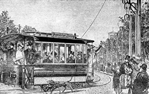Leash: The first electric tram with overhead line in Berlin, 1881