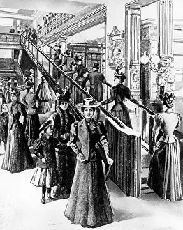 Apparel: The first escalator in Paris, around 1900