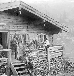 Helper: First guests on a pasture in Upper Bavaria, 1899