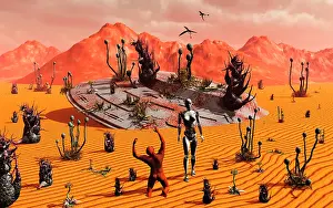 Wreckage: The first man, Adam, greeting an alien robotic Eve