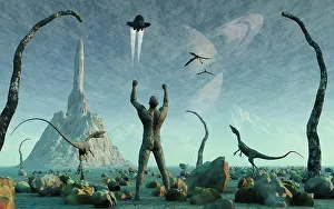 Telepathy: The first man, Adam, greets the return of his creators in a