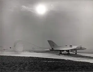 Braking: The first prototype Avro Vulcan VX770 coming to a stop