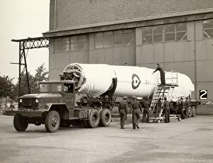 Thor: The first Thor missile for the RAF at Feltwell Norfolk