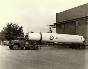 Thor: The first Thor missile for the RAF at Feltwell Norfolk