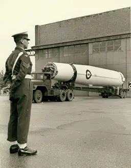 Thor: The first Thor missile for the RAF at Feltwell Norfolk