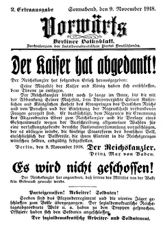 Abdicated: First World War / WW I, end of War, abdication